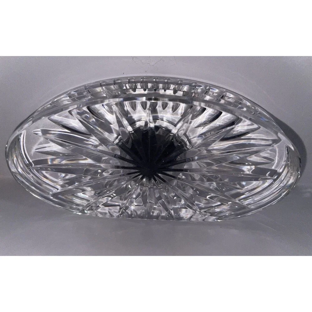 Waterford Crystal Oval Sunburst Desk Clock Quartz Roman Numerals w/ Box